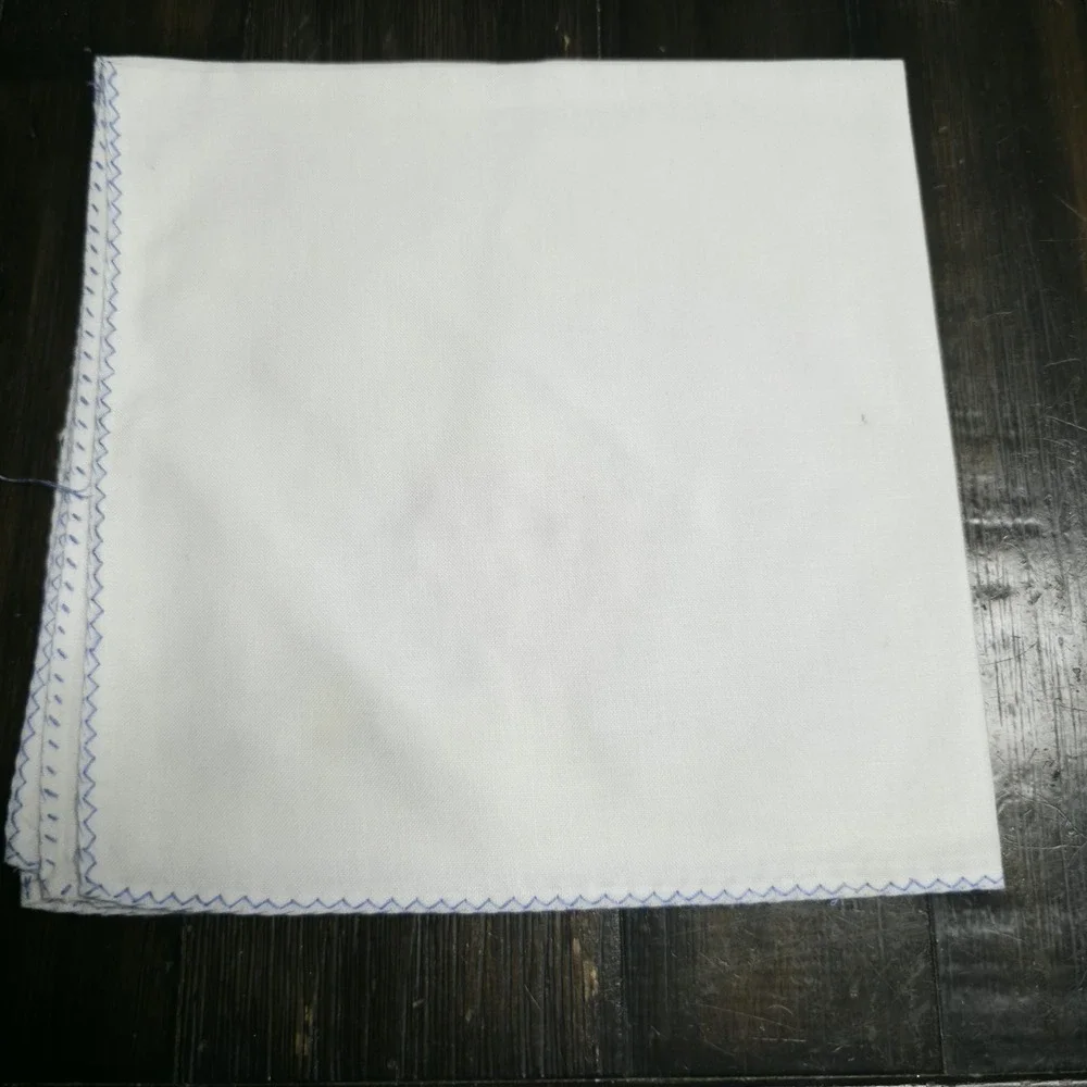 Vintage Embroidered Cloth Napkins White Blue Floral Flower Set of 4 Cottagecore